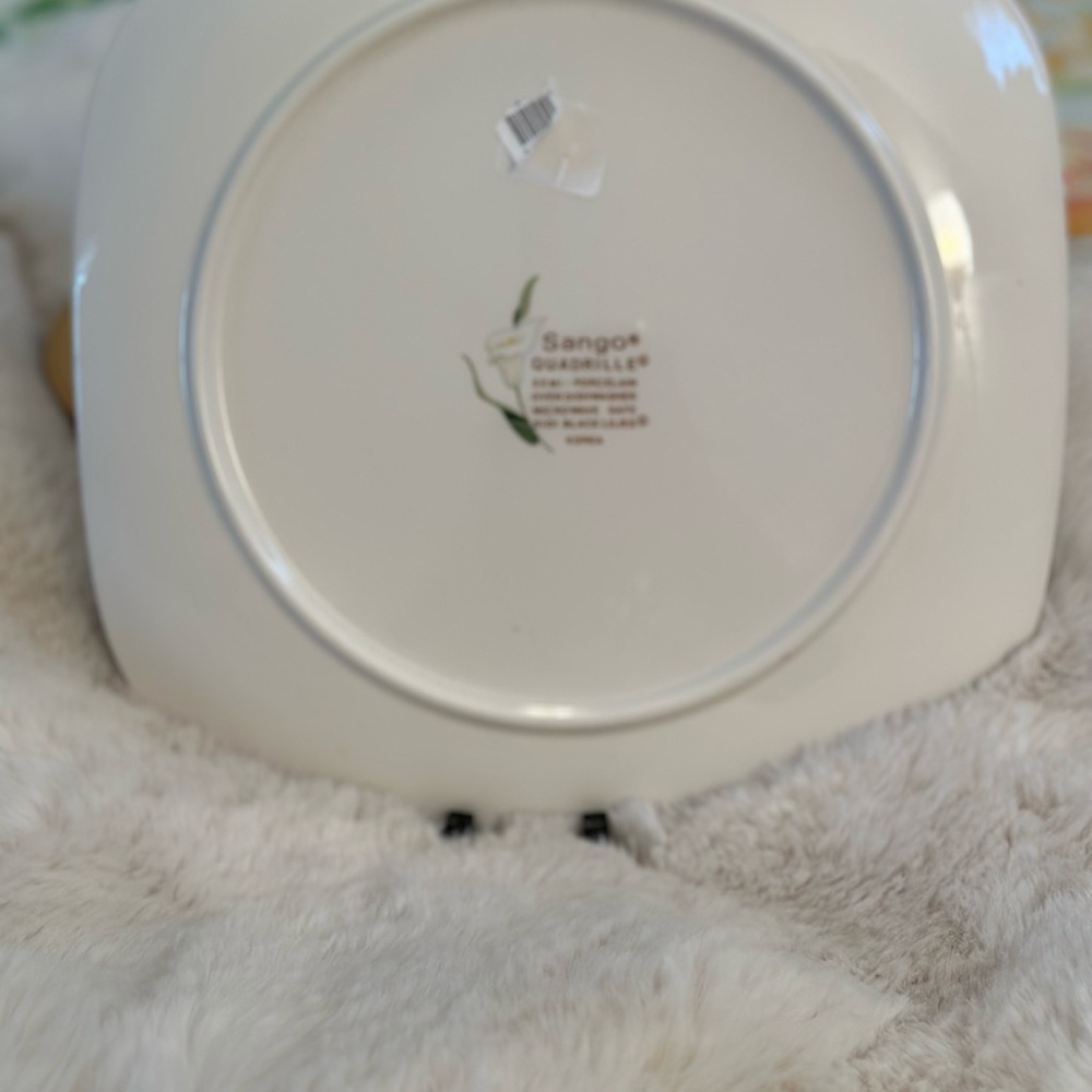 NWT RARE Vintage Sango Quadrille Semi-Porcelain 5101 Black Lillie’s plat… - Picture 3 of 6